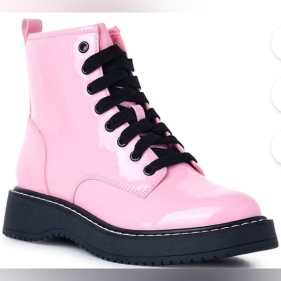 Madden NYC Shoes - MADDEN NYC Women's Pink Patent Faux Leather Moto Boots Sz 6 NIB BRAND NEW IN BOX